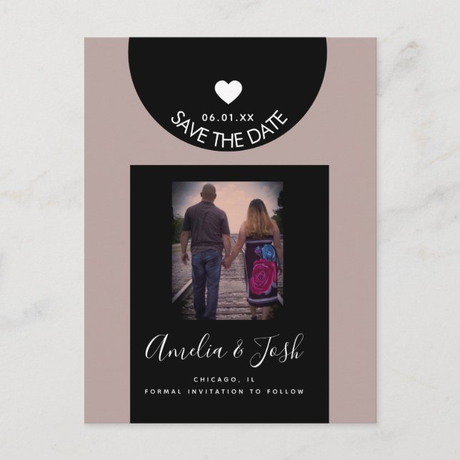 Modern Schwarze Formen Save the Date Postcard Postkarte (Vorderseite)