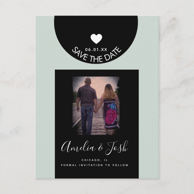 Modern Schwarze Formen Save the Date Postcard Postkarte (Vorderseite)