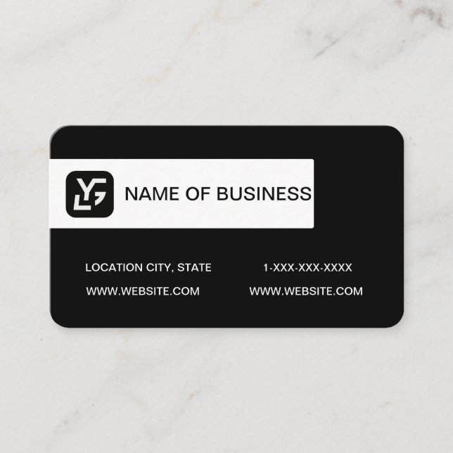 Modern Schwarzweiß-Logo Visitenkarte (Vorderseite)