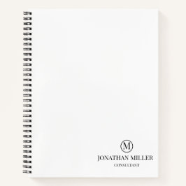 Modern Schwarzweiß-Personalisierte Monogramm Notizbuch