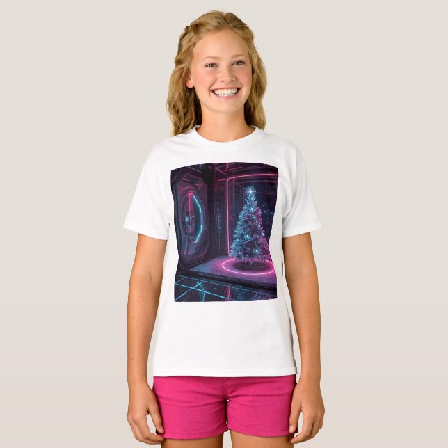 Modern Sci-Fi Holiday Design T-Shirt (Vorne ganz)