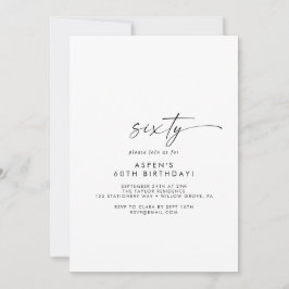 Modern Script 60th Birthday Party Invitation Einladung