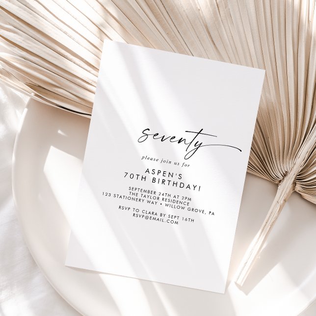 Modern Script 70. Geburtstagsparty Einladung (Von Creator hochgeladen)
