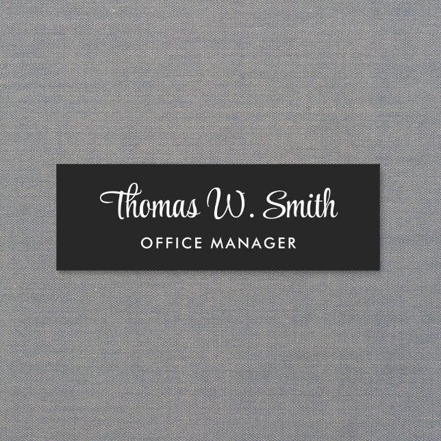 Modern Script Beruflich Black Namensschild (Von Creator hochgeladen)