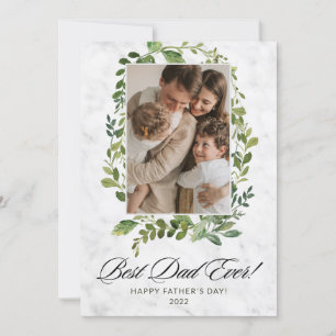 Modern Script Best Dad Ever Leaf Father's Day Karte