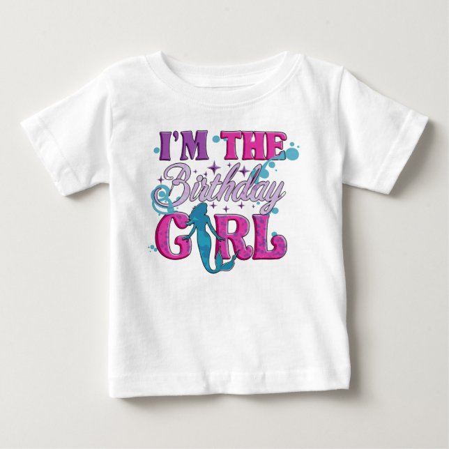 Modern Script Birthday Baby Girl T-shirt (Vorderseite)