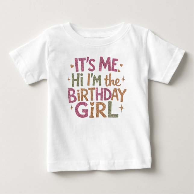 Modern Script Birthday Girl Baby T-shirt (Vorderseite)