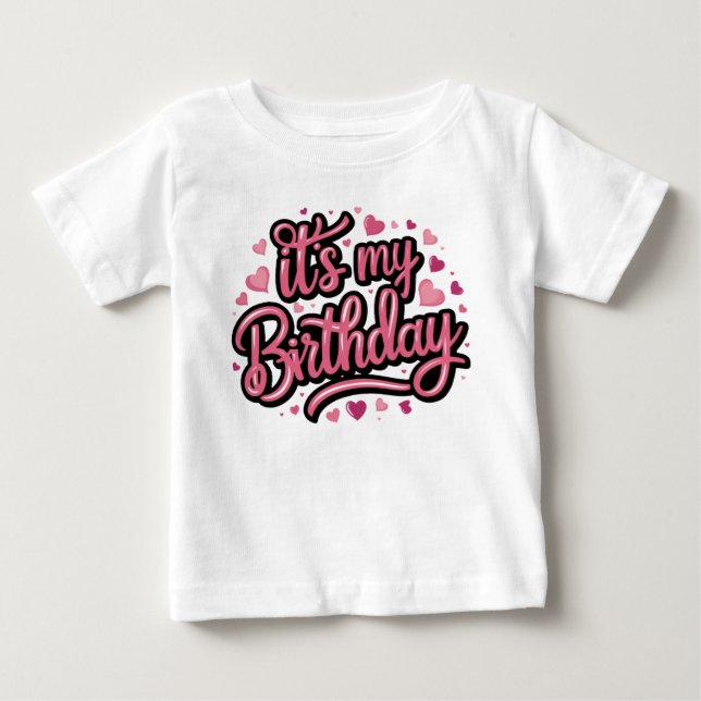 Modern Script Birthday Girl Baby T-shirt (Vorderseite)