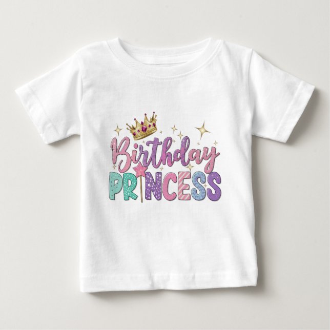 Modern Script Birthday Princess Baby Baby T-shirt (Vorderseite)