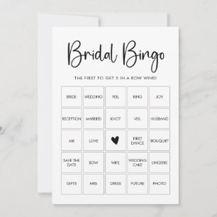 Modern Script Black and White Bingo Game Card Einladung