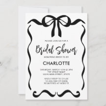 Modern Script Black Ribbon Bow Brautparty
