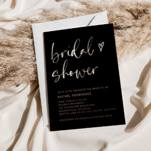 Modern Script Black Rose Gold Foil Bridal Shower  Folieneinladung