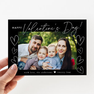 Modern Script Black Valentine's Day Photo Feiertagskarte