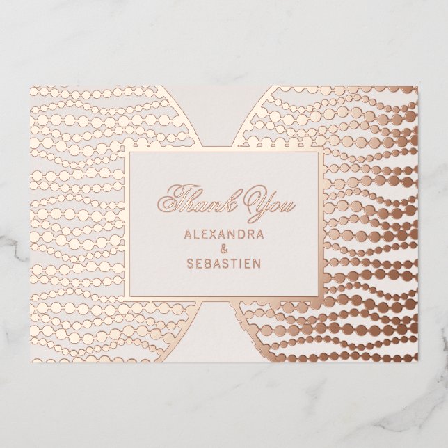 Modern Script Blush Pearl Vielen Dank Card Rose Go Folieneinladung (Vorderseite)