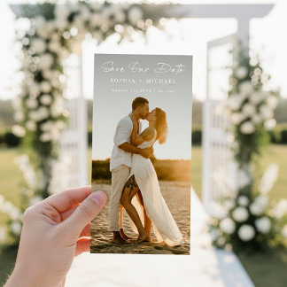 Modern Script Bookmark QR Code Photo Save the Date