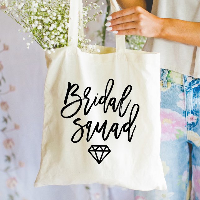 Modern Script Bridal Squad Diamond Tragetasche (Von Creator hochgeladen)