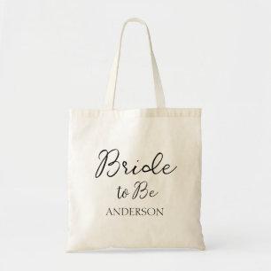 Modern Script Bride to Be Black Custom Wedding Tragetasche