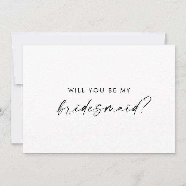 Modern Script Bridesmaid Vorschlag Card Einladung (Vorderseite)