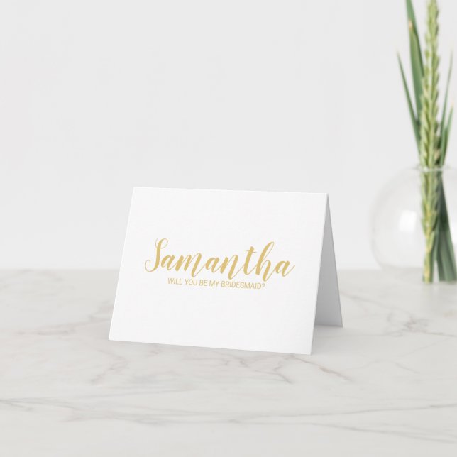 Modern Script Bridesmaid Vorschlag Card Einladung (Vorderseite)