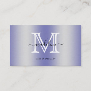Modern Script Brushed Metal Monogram Visitenkarte