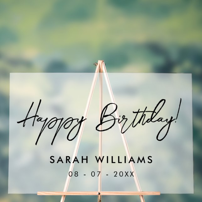Modern Script Calligraphy Happy Birthday Mattiert Acrylschild (Neutral)
