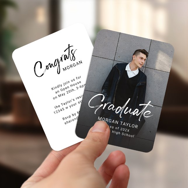 Modern Script Casual Photo Graduation Announcement Begleitkarte (Modern Script Casual Photo Graduation Announcement)