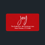 Modern Script Christmas Return Address Label Adressaufkleber<br><div class="desc">Einfaches Chic Design mit diesen "Joy" Weihnachtsliedern. Perfekte Umschlag Aufkleber ...  18 Etiketten pro Blatt Abmessungen: Individuelles Etikett: 2.375" L x 1.25" H Gesamtes Blatt: 8.5" L x 11" H Inkjet kompatibel. Verwenden Sie Microsoft Word Template 6871 Matte-Oberfläche,  einfach zu schreiben</div>
