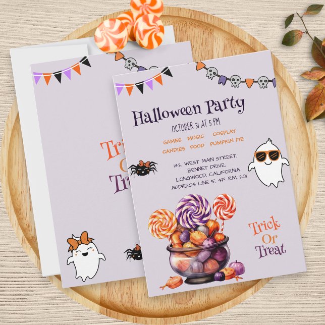 Modern Script Colorful Candy Kids Halloween-Party Einladung (Von Creator hochgeladen)