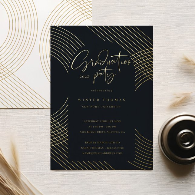 Modern Script Concentric Arches Graduation Party Folieneinladung (Modern Script Concentric Arches Graduation Party Foil Invitation)