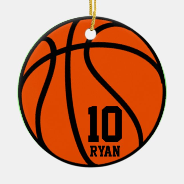 Modern Script Custom Basketball Foto Weihnachten Keramik Ornament (Vorne)