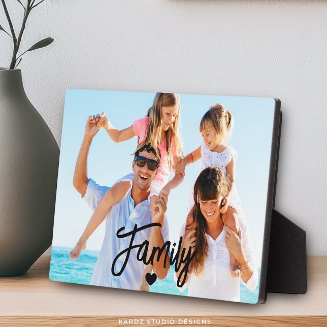 Modern Script Custom Family Photo Fotoplatte (Von Creator hochgeladen)