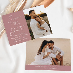 Modern Script Dusty Rose 2 Foto Save The Date
