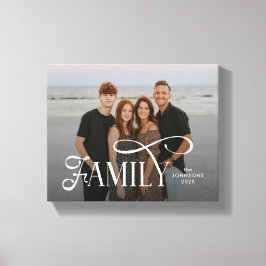 Modern Script Family Custom Photo Name Leinwanddruck