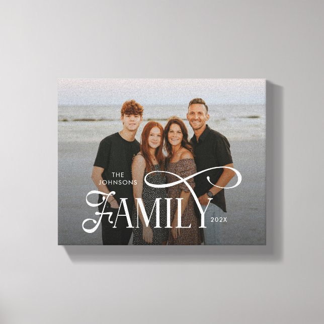 Modern Script Family Custom Photo Name  Leinwanddruck (Vorderseite)