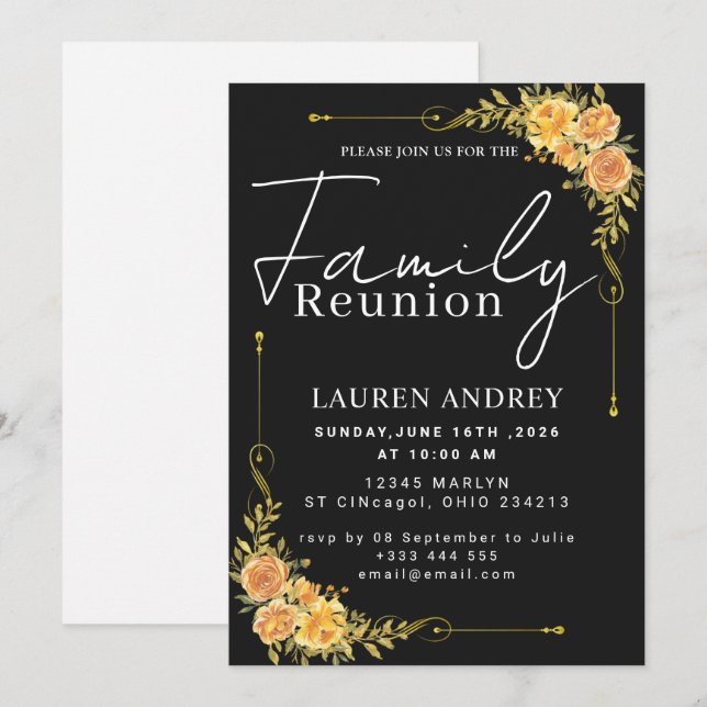 Modern Script Family Gathering Party Einladung (Vorne/Hinten)