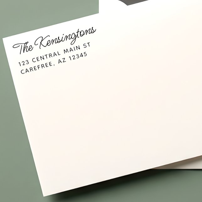 Modern Script Family Name Return Address Permastempel (Von Creator hochgeladen)