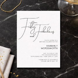 Modern Script Fifty and Fabulous 50th Birthday Einladung