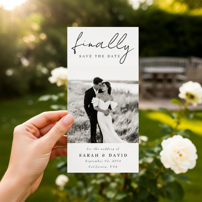 Modern Script Finally Bookmark Classic Photo Save The Date (Von Creator hochgeladen)