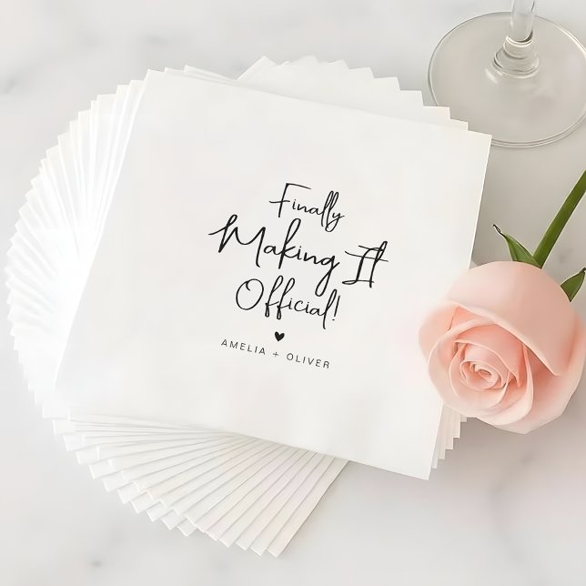 Modern Script Finally Making It Official Wedding Serviette (Von Creator hochgeladen)