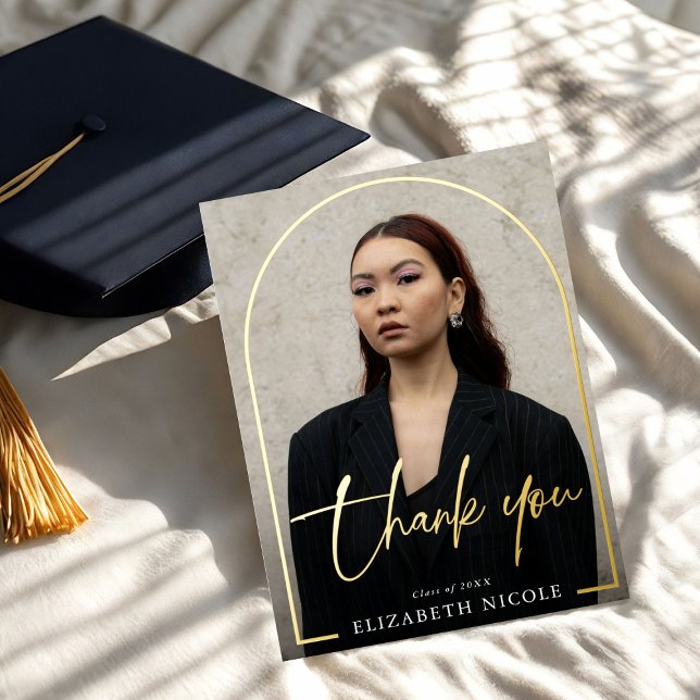 Modern Script Foto Arch Abschluss Vielen Dank Folie Einladungspostkarte (Von Creator hochgeladen)