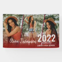 Modern Script Foto Collage Burgundy Abschluss