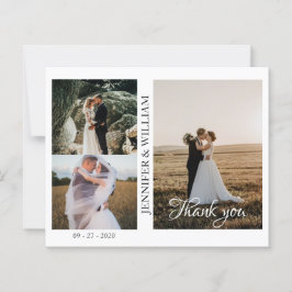 Modern Script Foto Collage Wedding Danke Karte