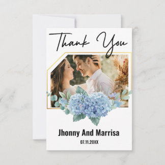 Modern Script Foto Wedding Thank You Card