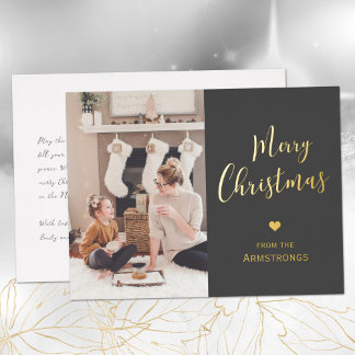 Modern Script Frohe Weihnachten Folien Feiertagspostkarte