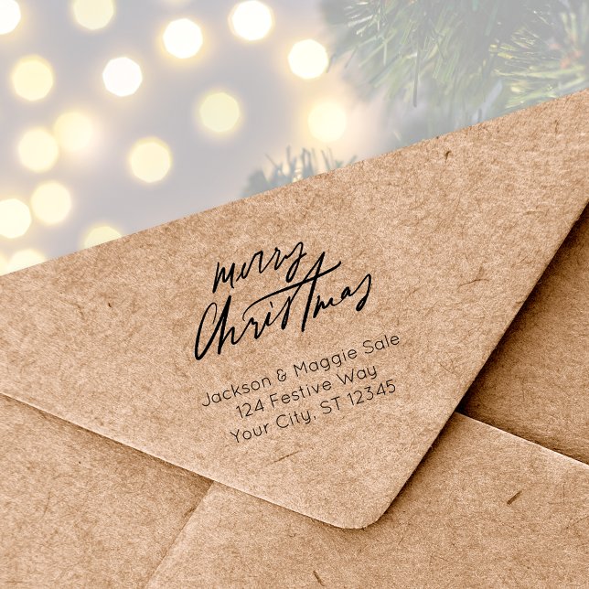 Modern Script Frohe Weihnachten Gummistempel (Script Merry Christmas Rubber Stamp
)