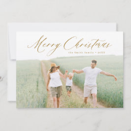 Modern Script Frohe Weihnachts-Foto Weihnachtskart Feiertagskarte
