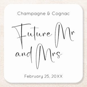 Modern Script Future Mr. und Mrs. Polterabend Rechteckiger Pappuntersetzer