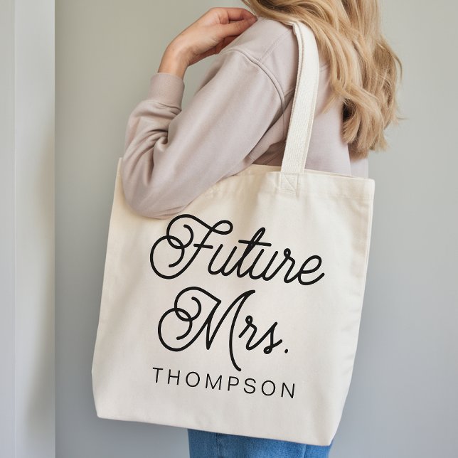 Modern Script Future Mrs Tote Bag Gift for Her Tragetasche (Personalized Future Mrs Tote Bag Gift for Bride, Modern Script Bride Tribe Tote Bag Gift for Her)