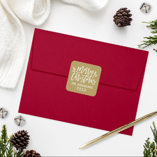 Modern Script Gold Frohe Weihnachten Custom Quadratischer Aufkleber