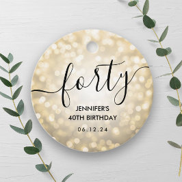 Modern Script Gold Glitzer Lights 40. Geburtstag Geschenkanhänger